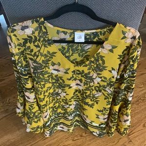 Cabi Floral Yellow Tunic Top XL